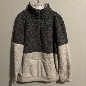 Grey and White Zip-Up Sweater